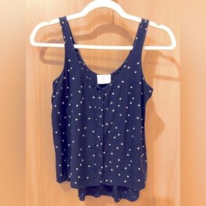 💙 Urban Outfitters Heart Polka Dot Navy Tank Top